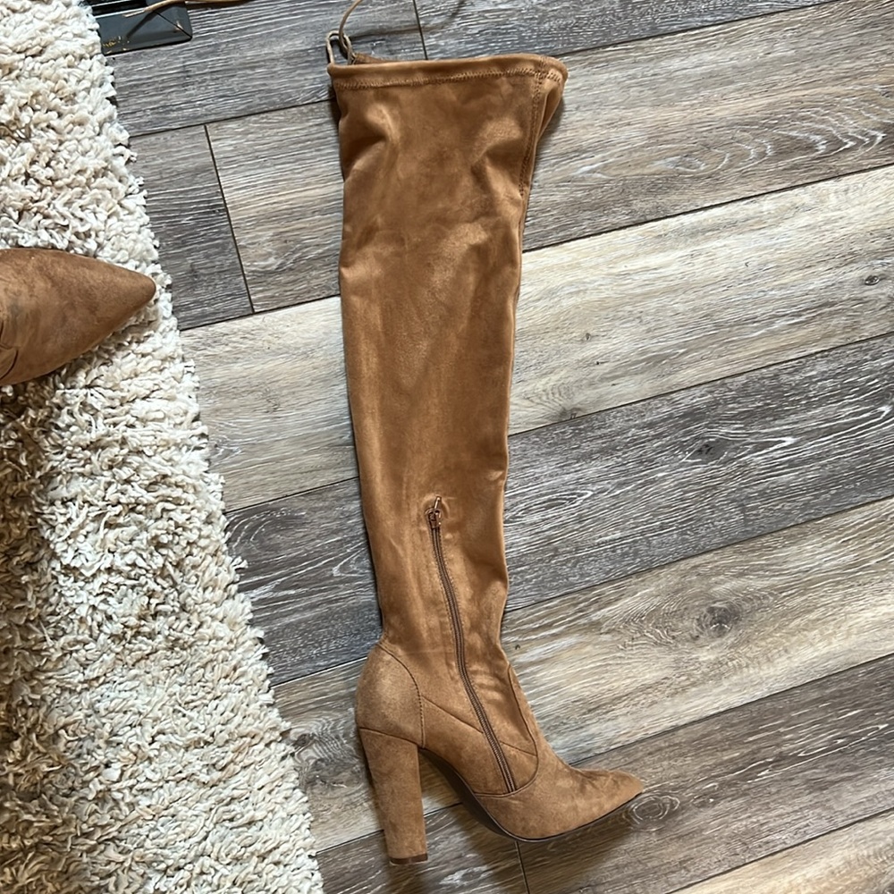 Thigh high boots w/ chunky heel
